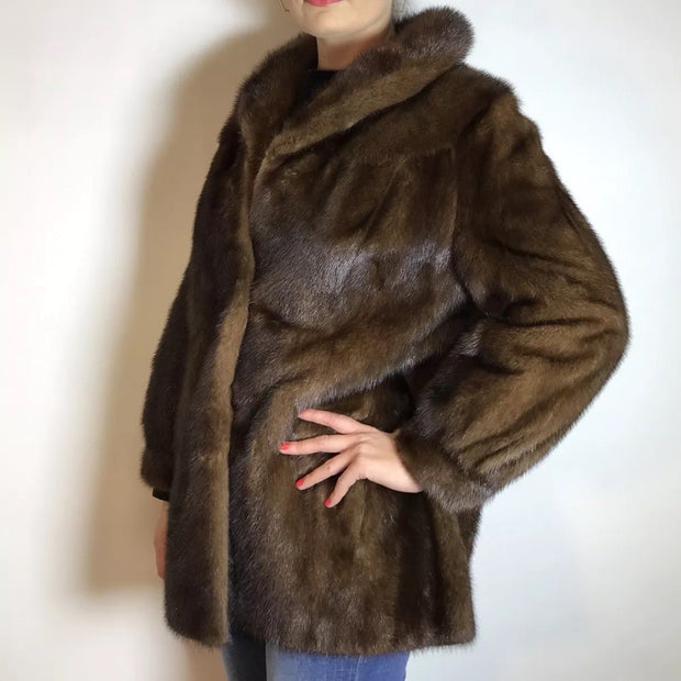 Schöne Nerzjacke naturbraun vom Kürschner Gr. 34/36 Damen