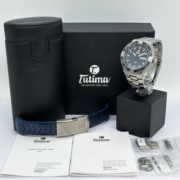 Tutima Pacific 300m Diver Blau Titan 42,5mm Herrenuhr Automatik 629-18
