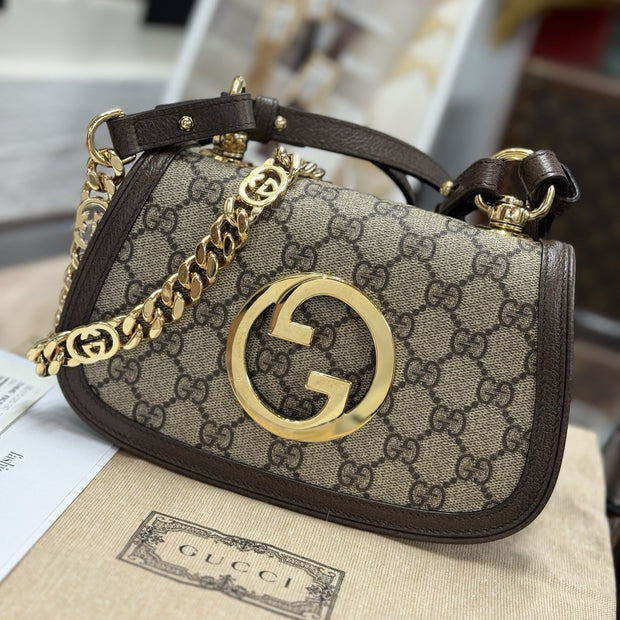 Gucci Blondie Mini GG Supreme Umhängetasche Beige Gold 724645