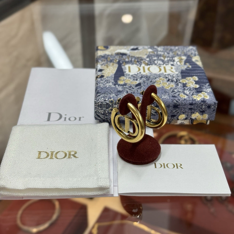 Dior Creolen, Ohrringe CD Montaigne Gold E1285, Christian Dior Hoop Earrings