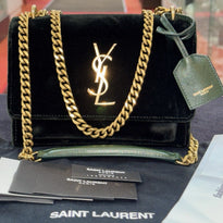 Saint Laurent Sunset Small Crossbody Bag Velvet Samt Dark Green