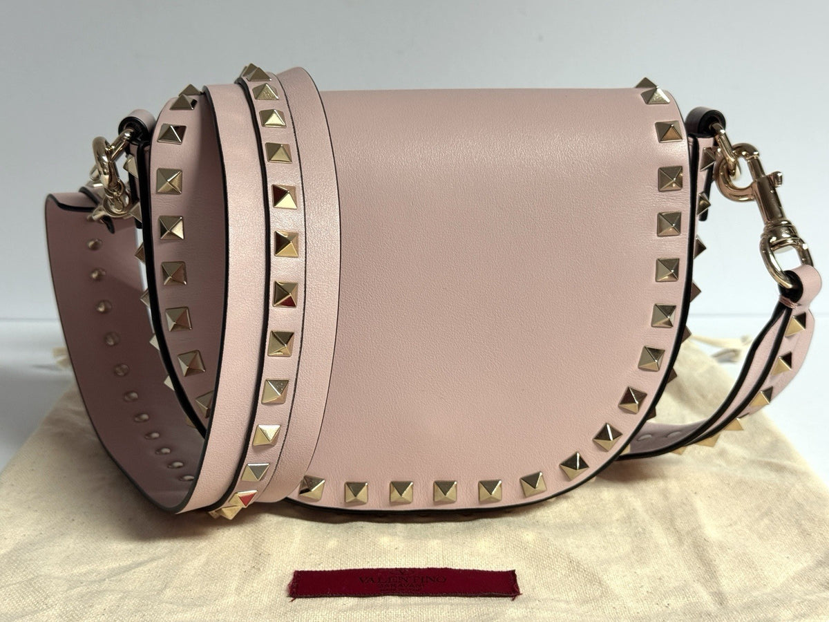 Valentino Garavani Ruckstud Saddle Umhängetasche Rosa Glattleder
