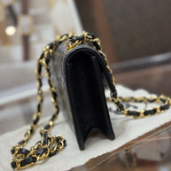 Chanel Flap Bag Classic Lambskin Leder Schwarz & Gold Vintage Mini Nano