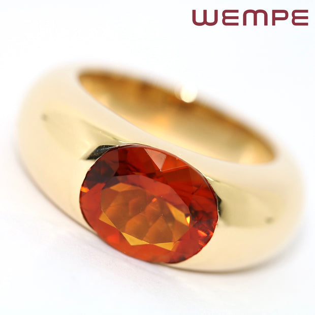 Massiver Wempe Ring mit großem Citrin im Facettenschliff 750er Gelbgold Gr. 51
