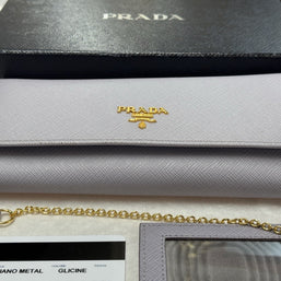 Prada 1MH132 große Geldbörse Portemonnaie Saffiano Metal Leder Violett Glicine
