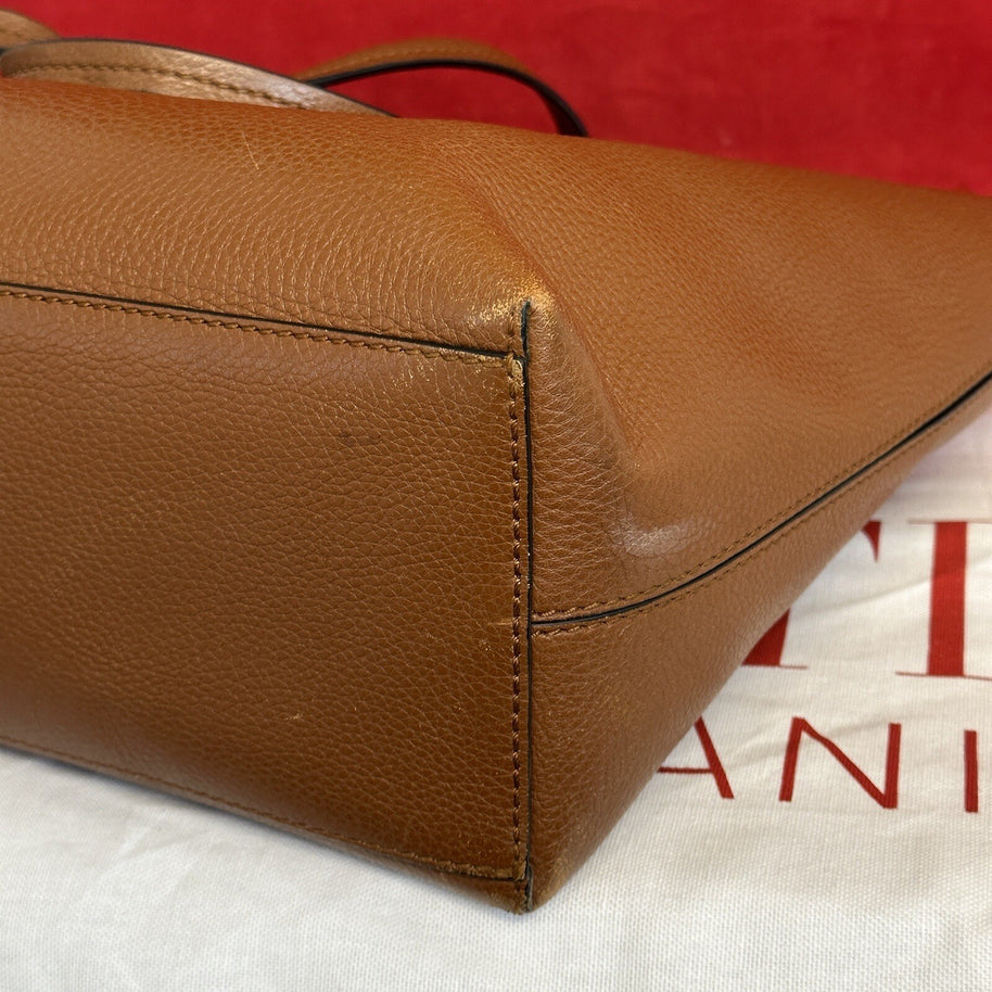 Valentino Garavani Rockstud Shopper Leder Braun Gold Nieten NP. 1.400€
