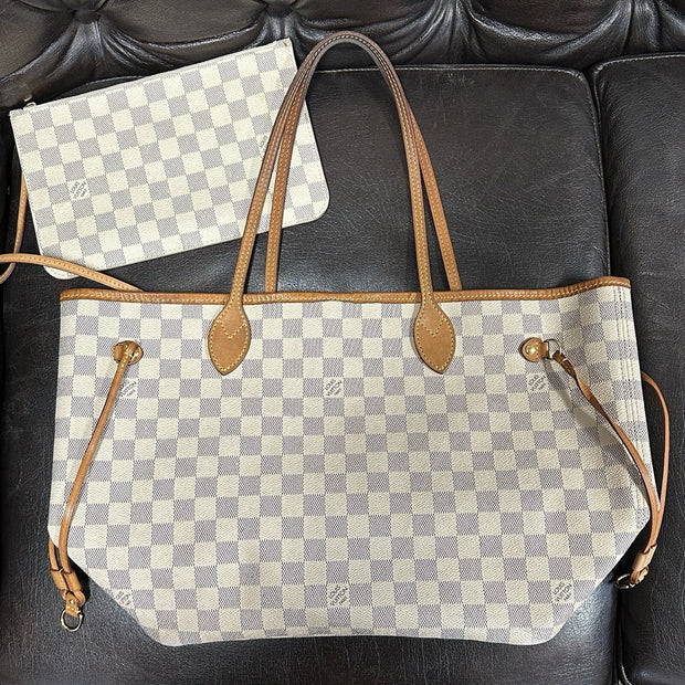 Louis Vuitton Neverfull MM + Pochette Damier Azur 2019 Shopper