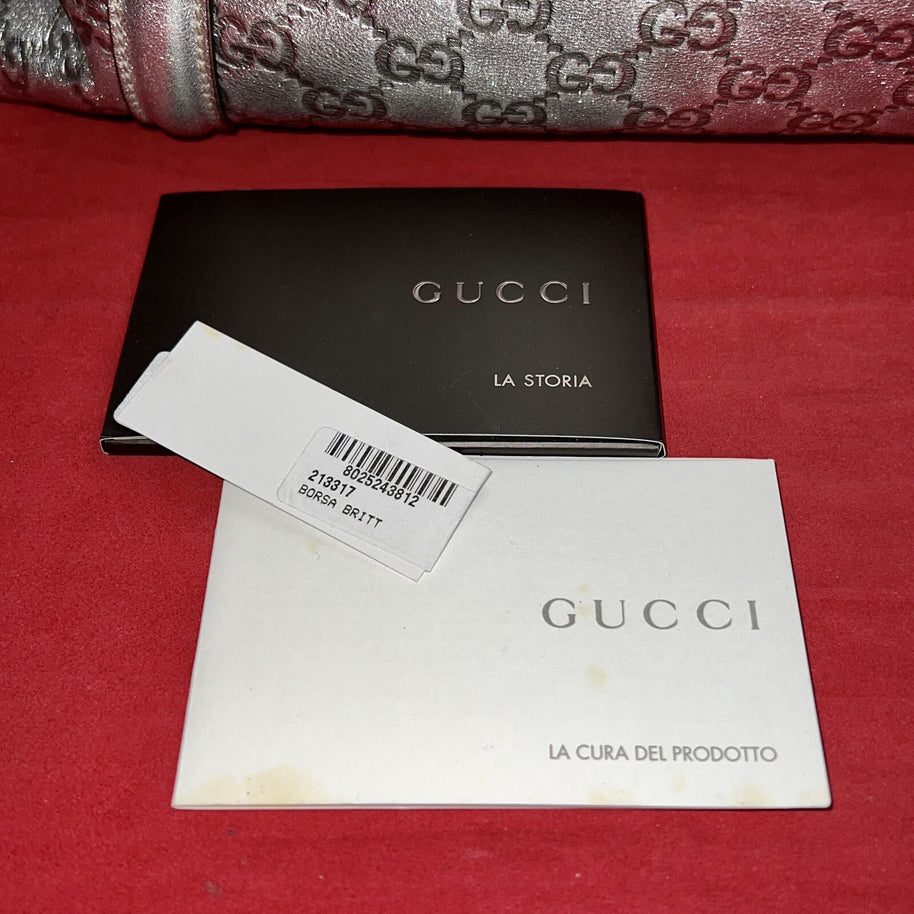 Gucci Guccissima Britt Silver Tote bag Damen Handtasche Silber Leder 162094