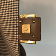 Fendi Baguette Medium Umhängetasche Braun & Gold Wolle Top Zustand