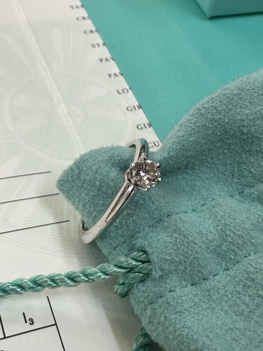 Tiffany & Co. Verlobungsring Platin 950-Gr.52 - Box & Zertifikat 0,30 CT - VVS1