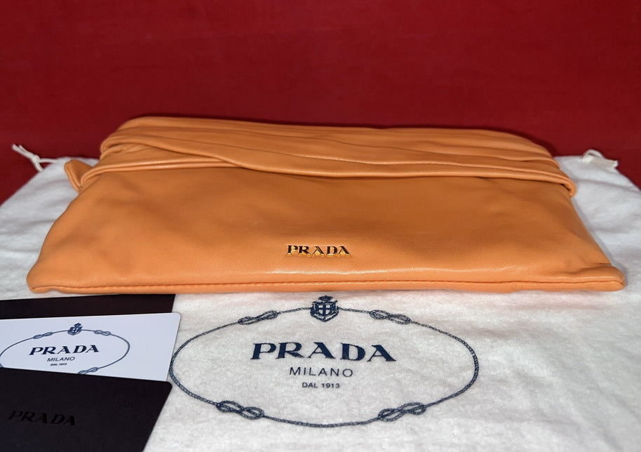 Prada Damen Clutch Abendtäschchen Pochette BP0316 Nappa Corallo Apricot
