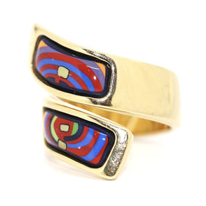 Frey Wille Ring Hundertwasser „Spirals of Life“ 750er 18K Gelbgold & Emaille
