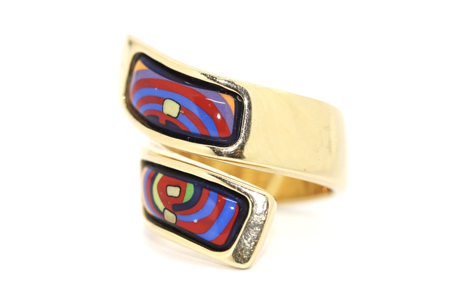 Frey Wille Ring Hundertwasser „Spirals of Life“ 750er 18K Gelbgold & Emaille