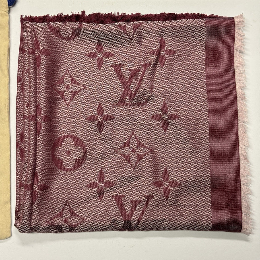 Louis Vuitton Monogram Seide Tuch/Schal 140cm Burgunder Rot Lila M73668