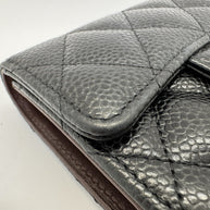 Chanel Trifold Flap Wallet Portemonnaie Caviar Leder Schwarz & Silber 2021