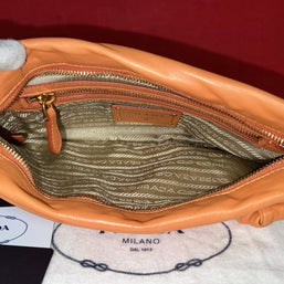 Prada Damen Clutch Abendtäschchen Pochette BP0316 Nappa Corallo Apricot