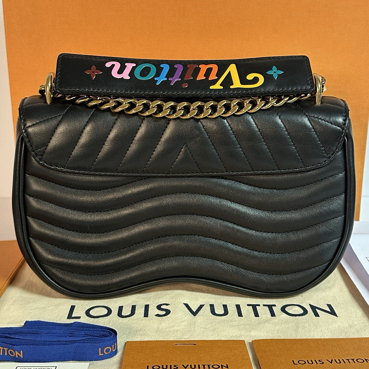 Louis Vuitton M51498 New Wave Chain Bag MM Schwarz Leder Umhängetasche