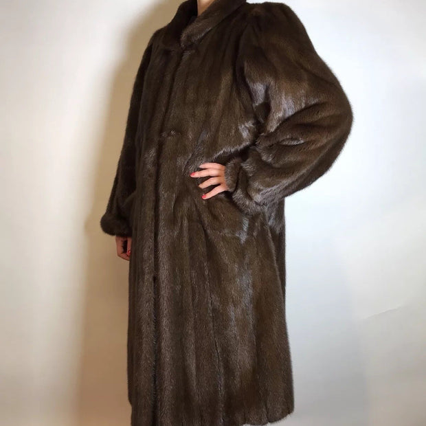 Wunderschöner langer Nerzmantel Original SAGA MINK Nerz braun Gr. 38/40 Damen