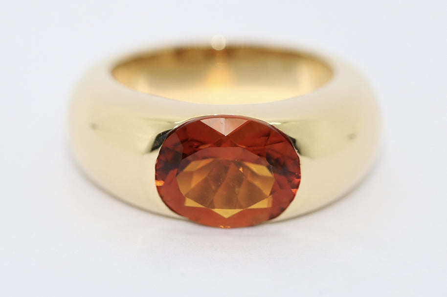 Massiver Wempe Ring mit großem Citrin im Facettenschliff 750er Gelbgold Gr. 51
