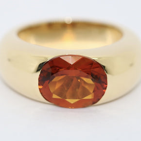 Massiver Wempe Ring mit großem Citrin im Facettenschliff 750er Gelbgold Gr. 51