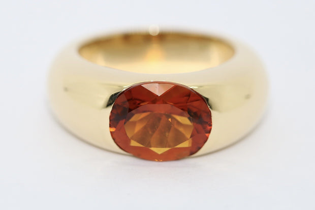 Massiver Wempe Ring mit großem Citrin im Facettenschliff 750er Gelbgold Gr. 51