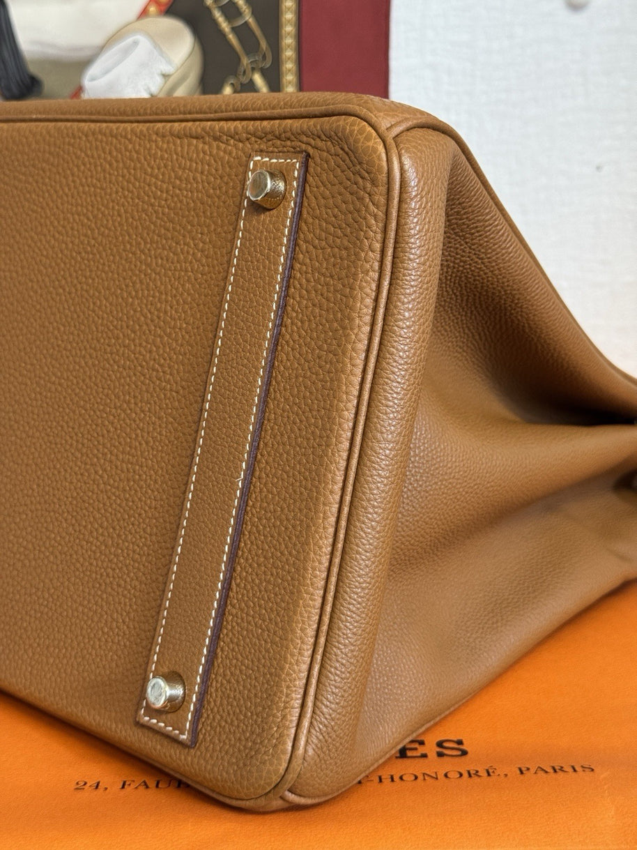 Hermes Birkin Bag 40 Veau Togo Leder Braun/Beige & Gold mit Orig. Rechnung!