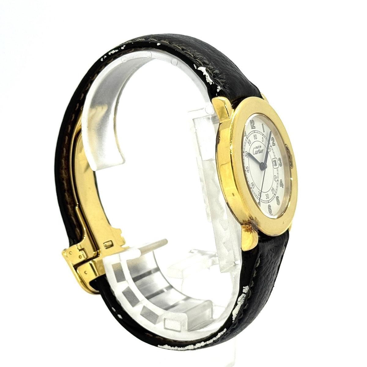 Cartier Ronde Medium 32mm Ref. 18001 Quarz Damenuhr Edelstahl Goldplattiert
