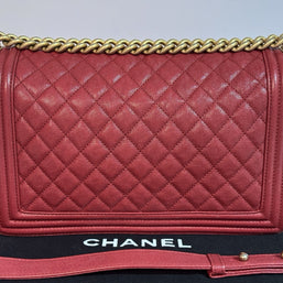 Chanel Boy Medium Flap Bag Caviar Burgunderrot & antique Gold Umhängetasche 2018