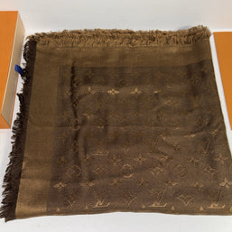 Louis Vuitton Monogram Chale Seide Tuch/Schal 140cm Braun mit orig. Rechnung