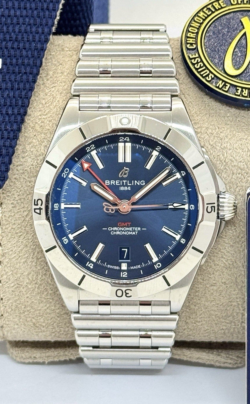 Breitling Chronomat Automatic GMT 40 Blau 2024 Fullset A32398101C1A1
