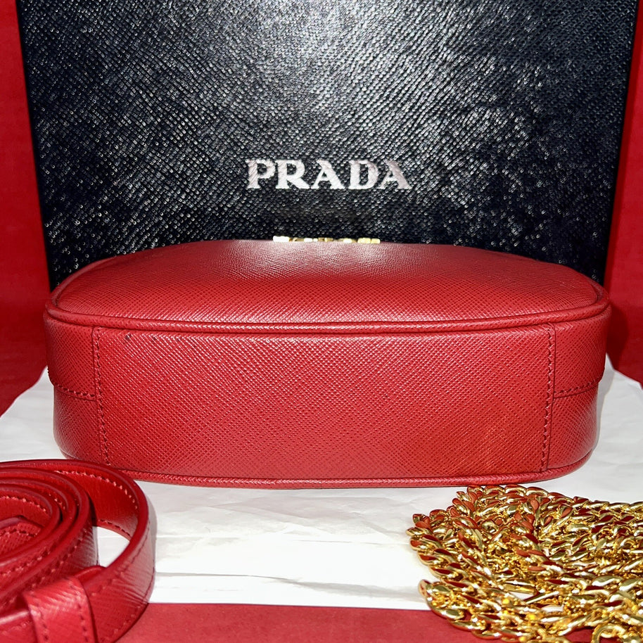 Prada Saffiano Lux Fuoco Rot 1BL007 Bum Bag Belt Gürteltasche Umhängetasche