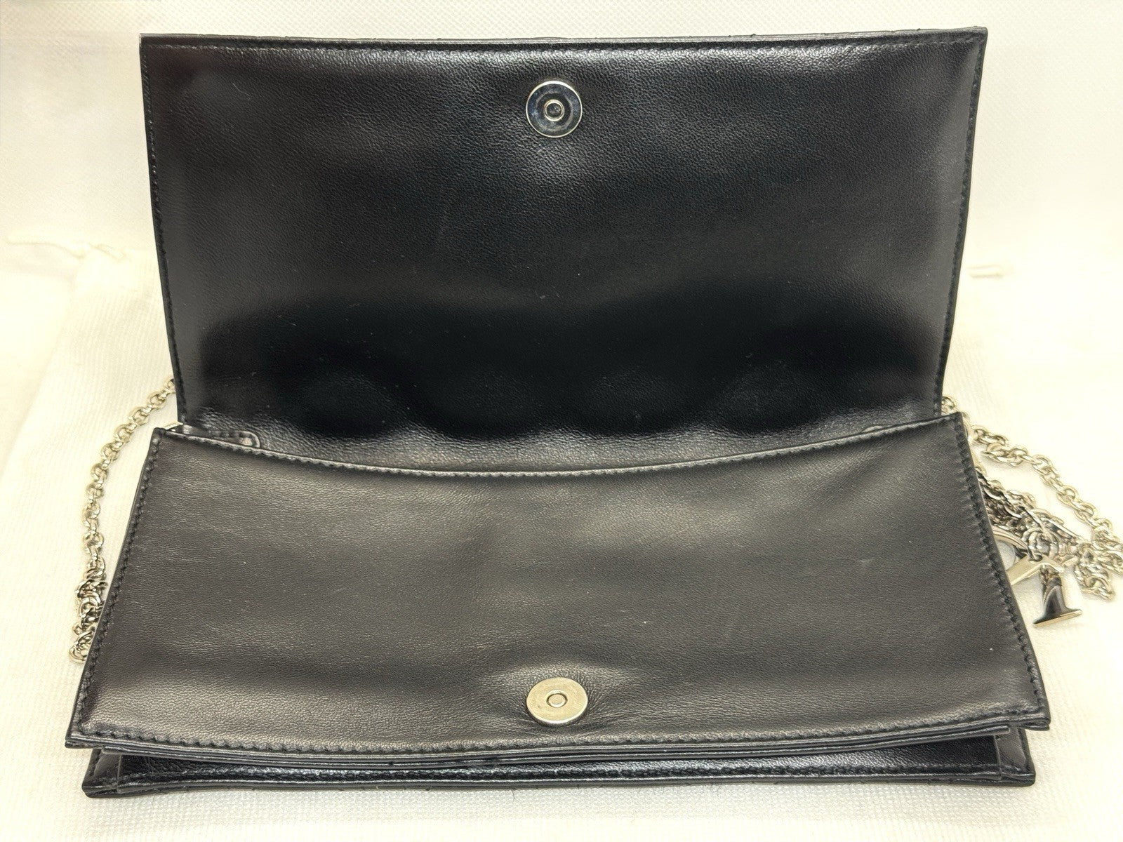 Dior Lady Pouch Clutch Umhängetasche Abend Täschchen Lammleder Schwarz
