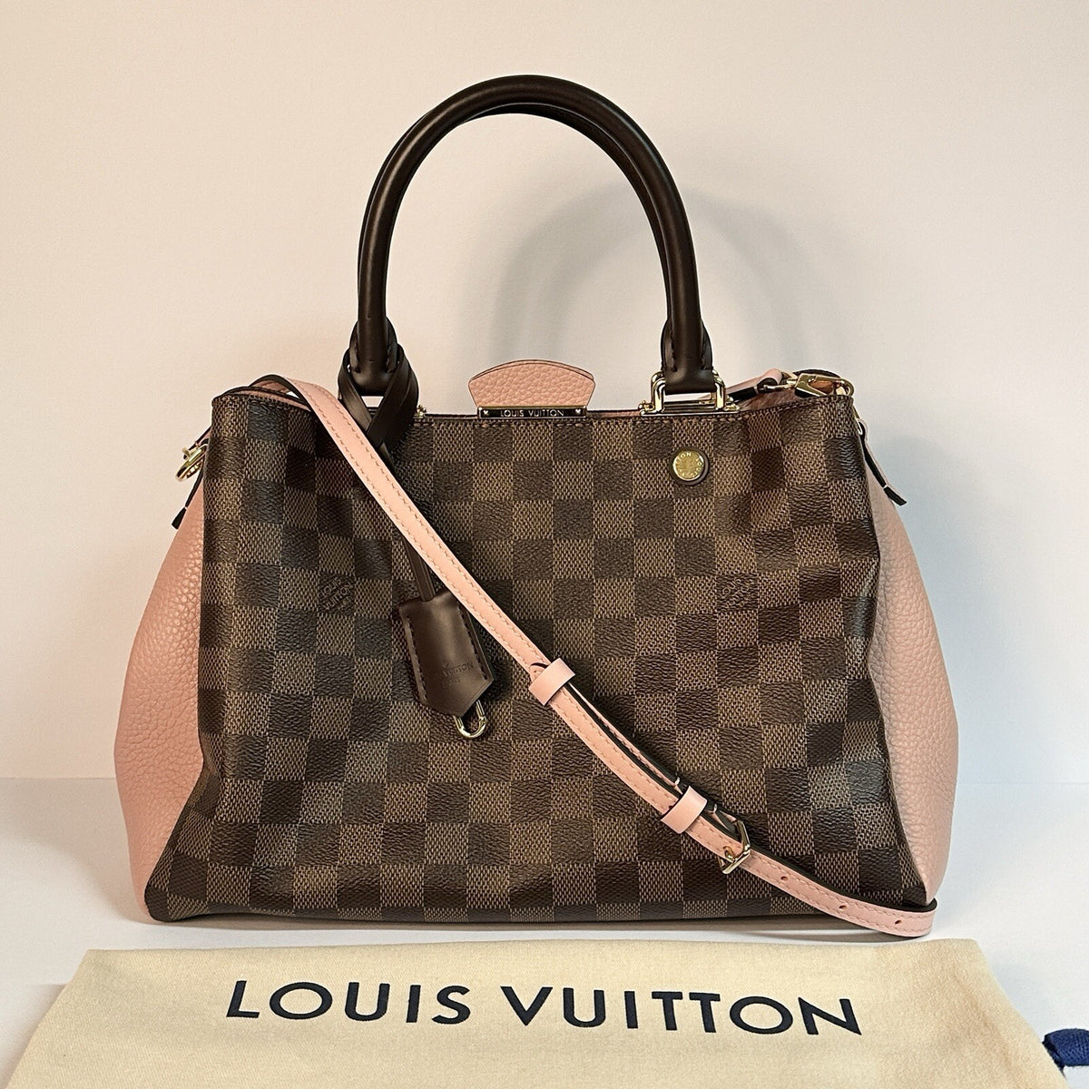 Louis Vuitton Brittany Damier Ebene & Rosa Umhängetasche Top Zustand