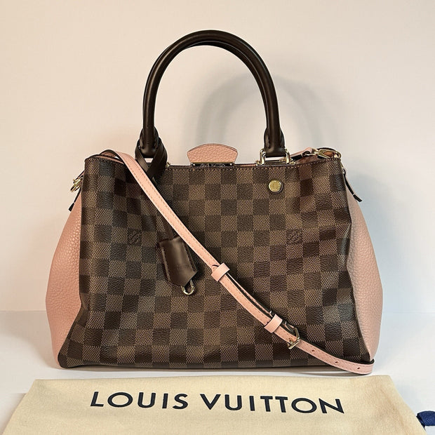 Louis Vuitton Brittany Damier Ebene & Rosa Umhängetasche Top Zustand