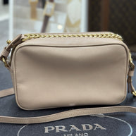 Prada Bandoliera Chain Bag Saffiano Leder Cipria Rosa Puder Umhängetasche 1BH149