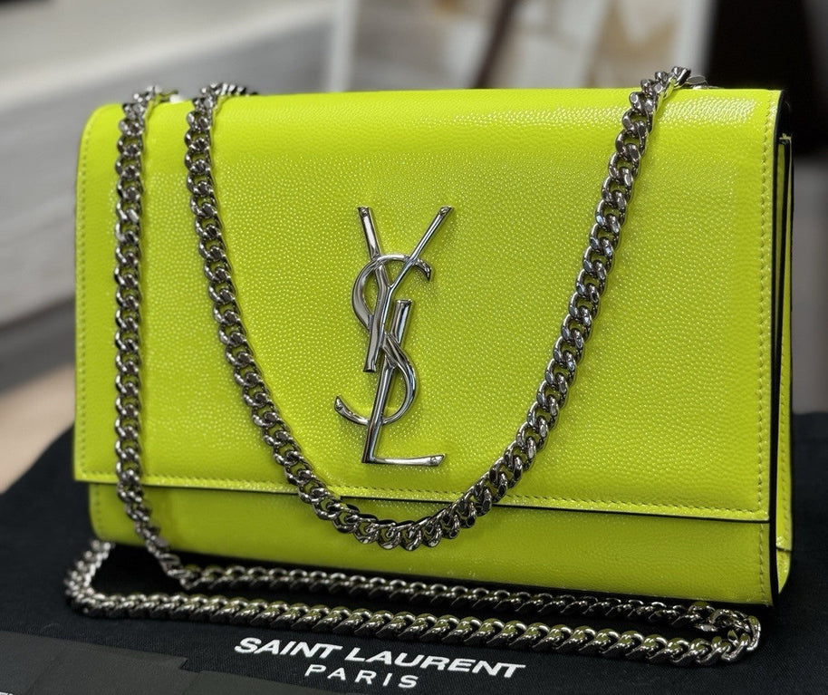 Yves Saint Laurent Kate YSL Summer Edition Neon Gelb Leder Umhängetasche