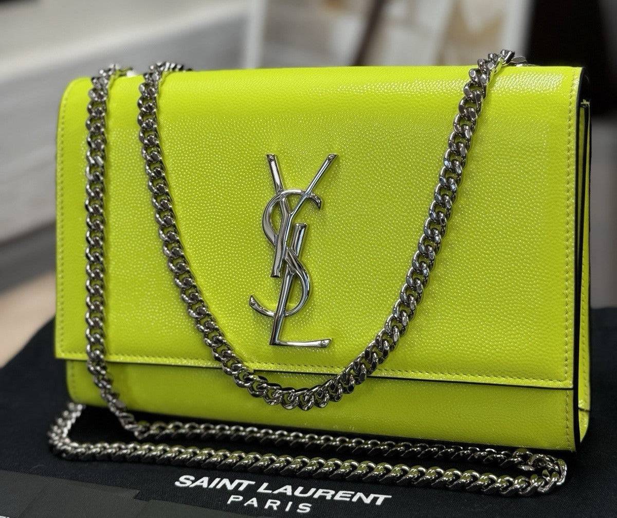 Yves Saint Laurent Kate YSL Summer Edition Neon Gelb Leder Umhängetasche