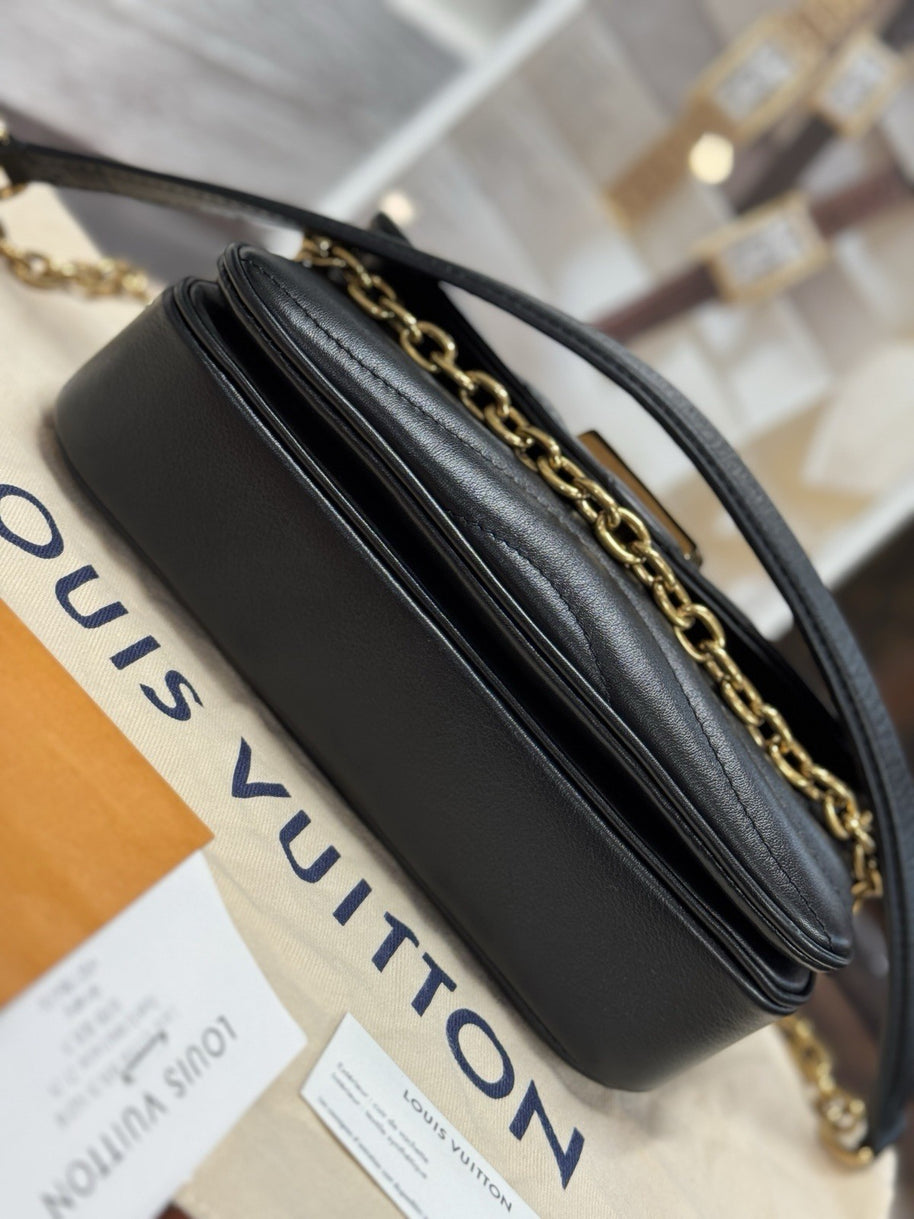 Louis Vuitton New Wave Chain PM Umhängetasche Leder Schwarz Gold M20687