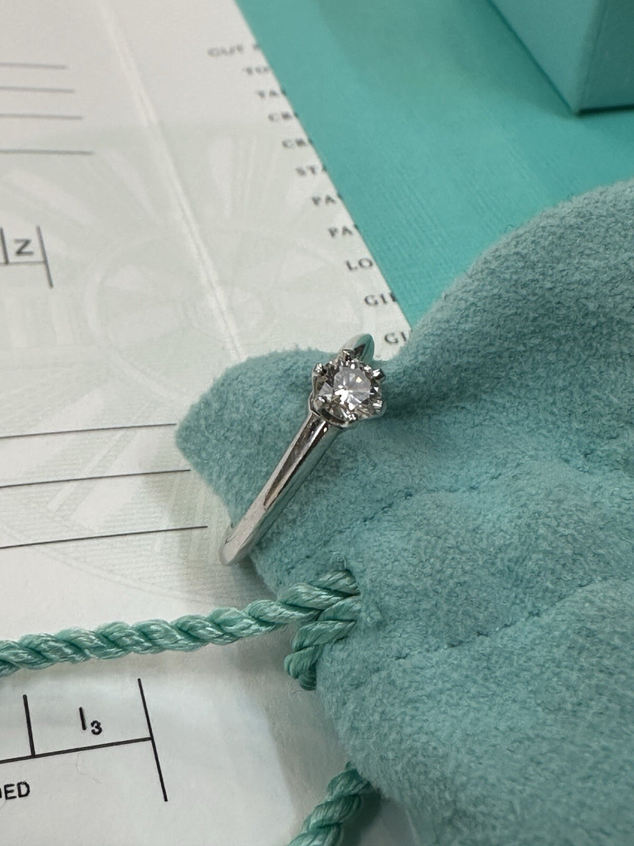 Tiffany & Co. Verlobungsring Platin 950-Gr.52 - Box & Zertifikat 0,30 CT - VVS1