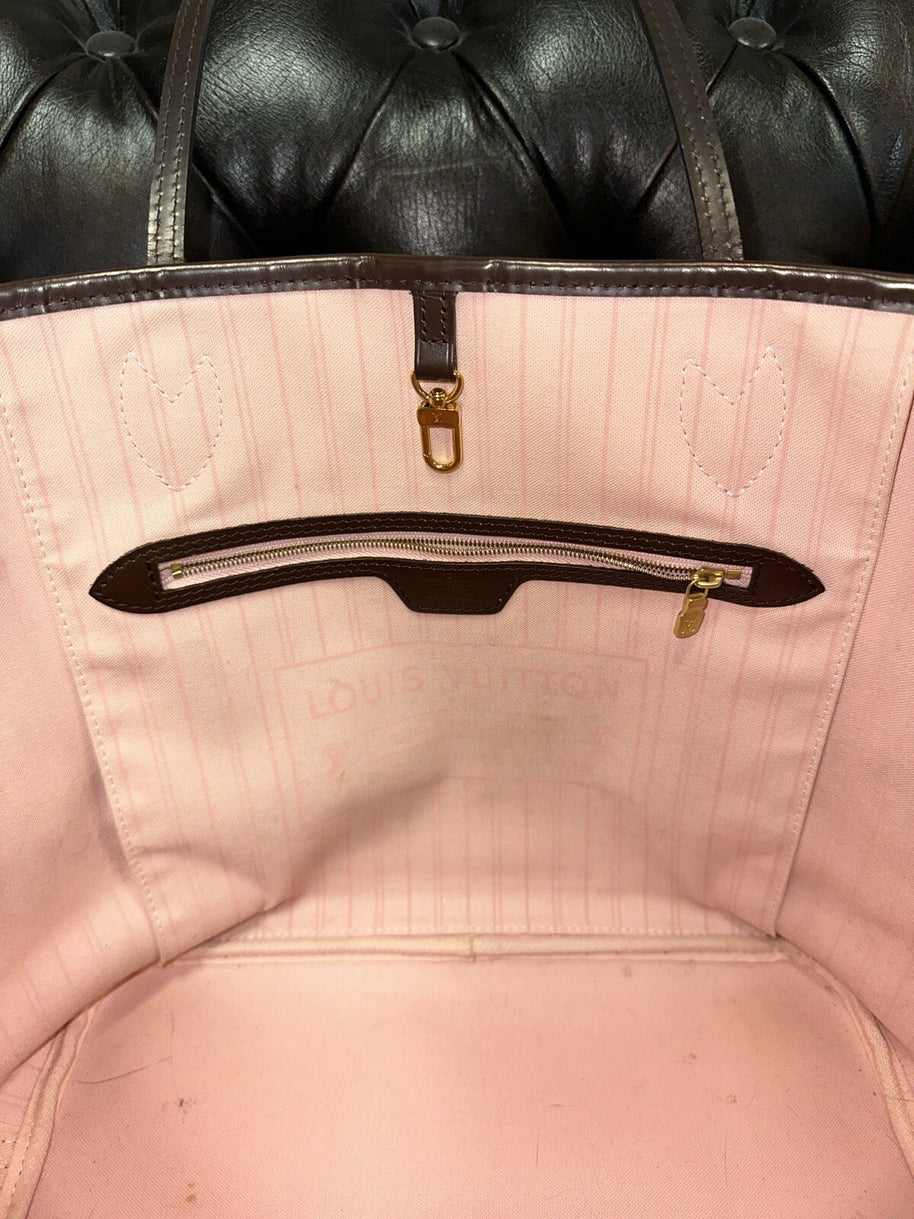 Louis Vuitton Neverfull MM Damier Ebene & Rosa 2016 Shopper Top Zustand