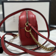 Gucci GG Marmont Mini-Kameratasche Schultertasche Leder Rot/Gold 448065