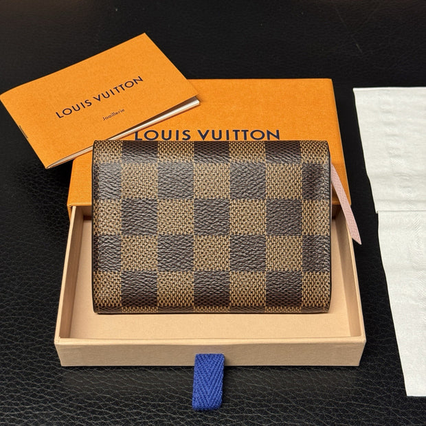 Louis Vuitton Rosalie Coin Geldbörse Portemonnaie Damier Ebene & Rose Ballerine