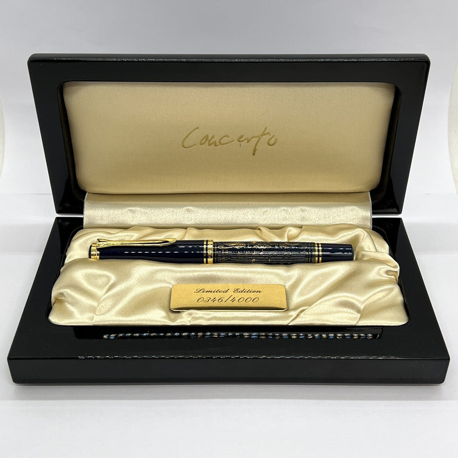 1996 PELIKAN M800 CONCERTO 925 Vermeil & Blau Limited Edition OB 18C Feder Gold
