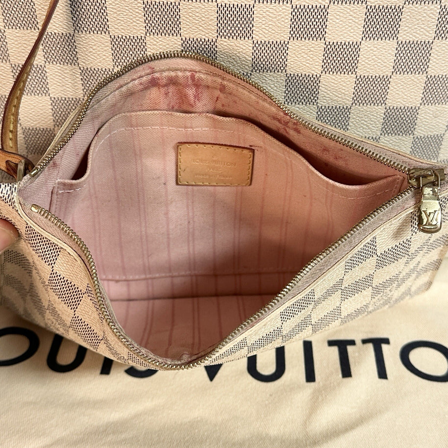 Louis Vuitton Neverfull MM + Pochette Damier Azur 2019 mit Original Rechnung