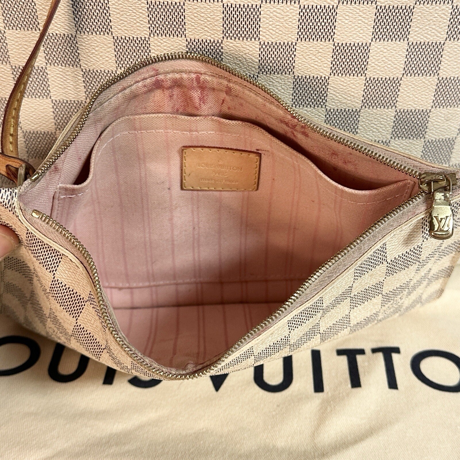 Louis Vuitton Neverfull MM + Pochette Damier Azur 2019 mit Original Rechnung