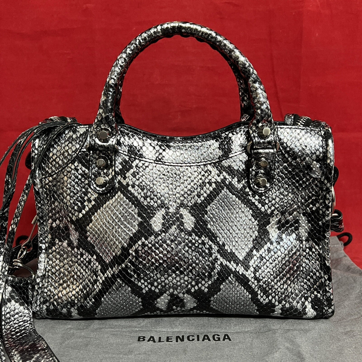 Balenciaga Neo Classic City kleine Damen Umhängetasche Python Leder