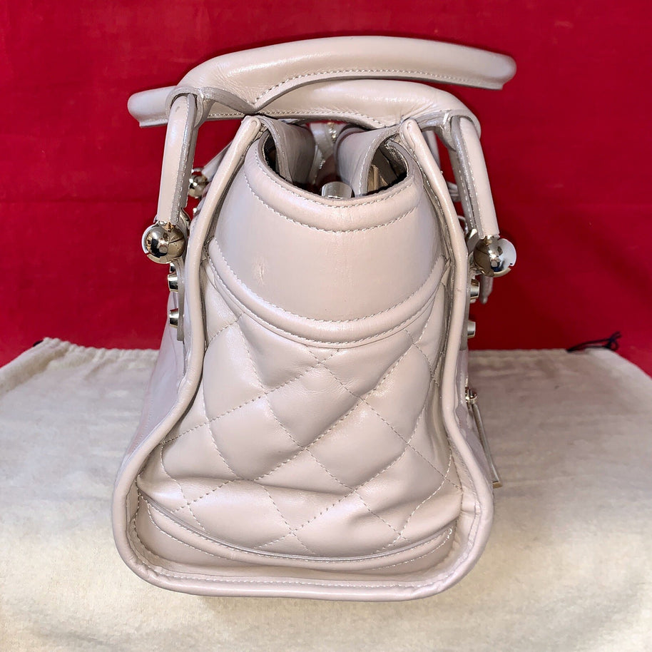 Große Burberry Bowling Bag Montgomery Quilted Leather beige Leder Handtasche