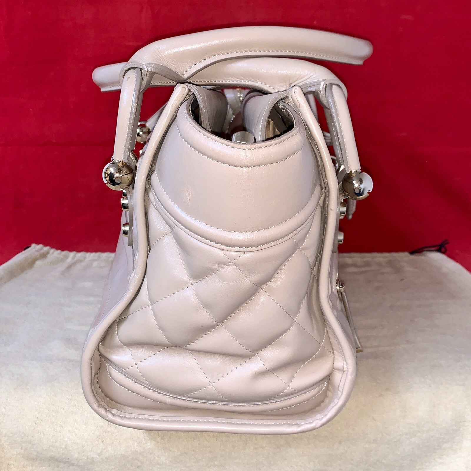 Große Burberry Bowling Bag Montgomery Quilted Leather beige Leder Handtasche