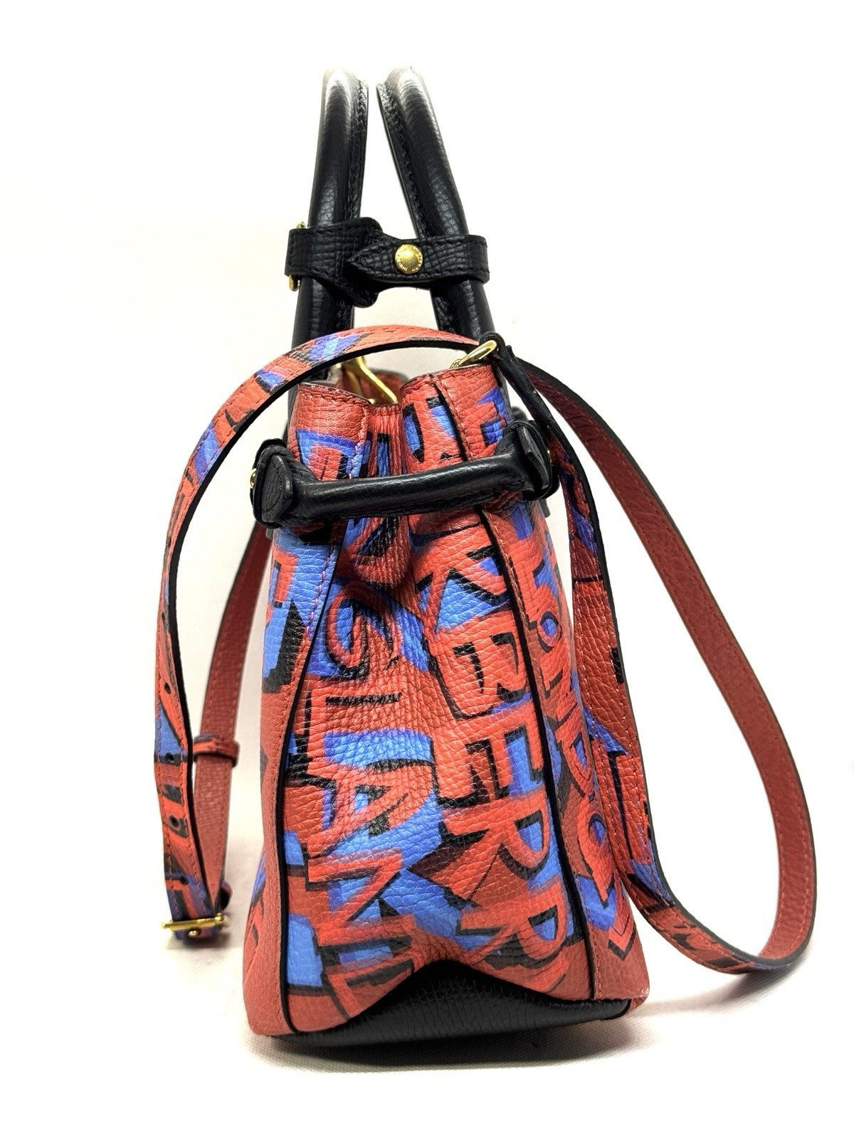 Burberry Graffiti Bag Rot Blau Schwarz Lammleder Schultertasche Top Zustand