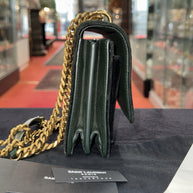 Saint Laurent Sunset Small Crossbody Bag Velvet Samt Dark Green